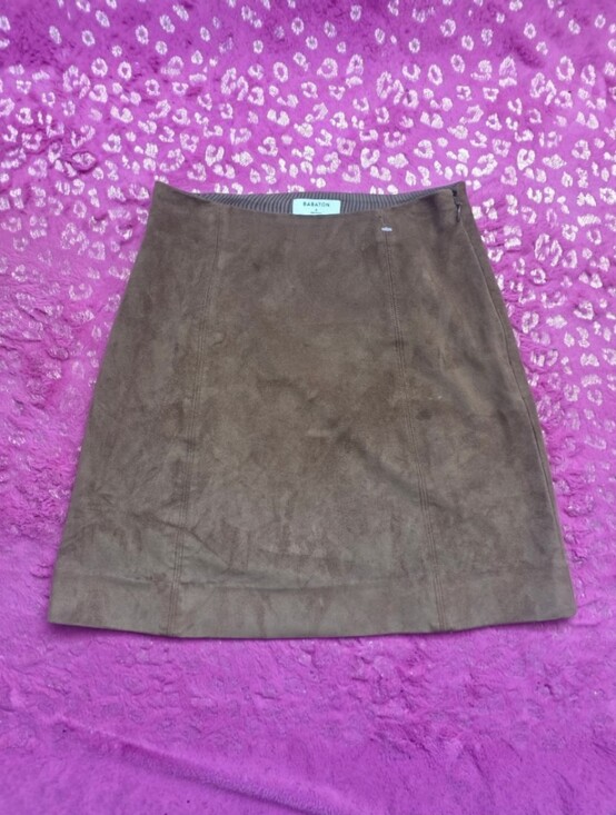 Babaton Dresses & Skirts - BABATON Aritzia Faux Suede Mini Skirt Size 2 High Waisted A-Line